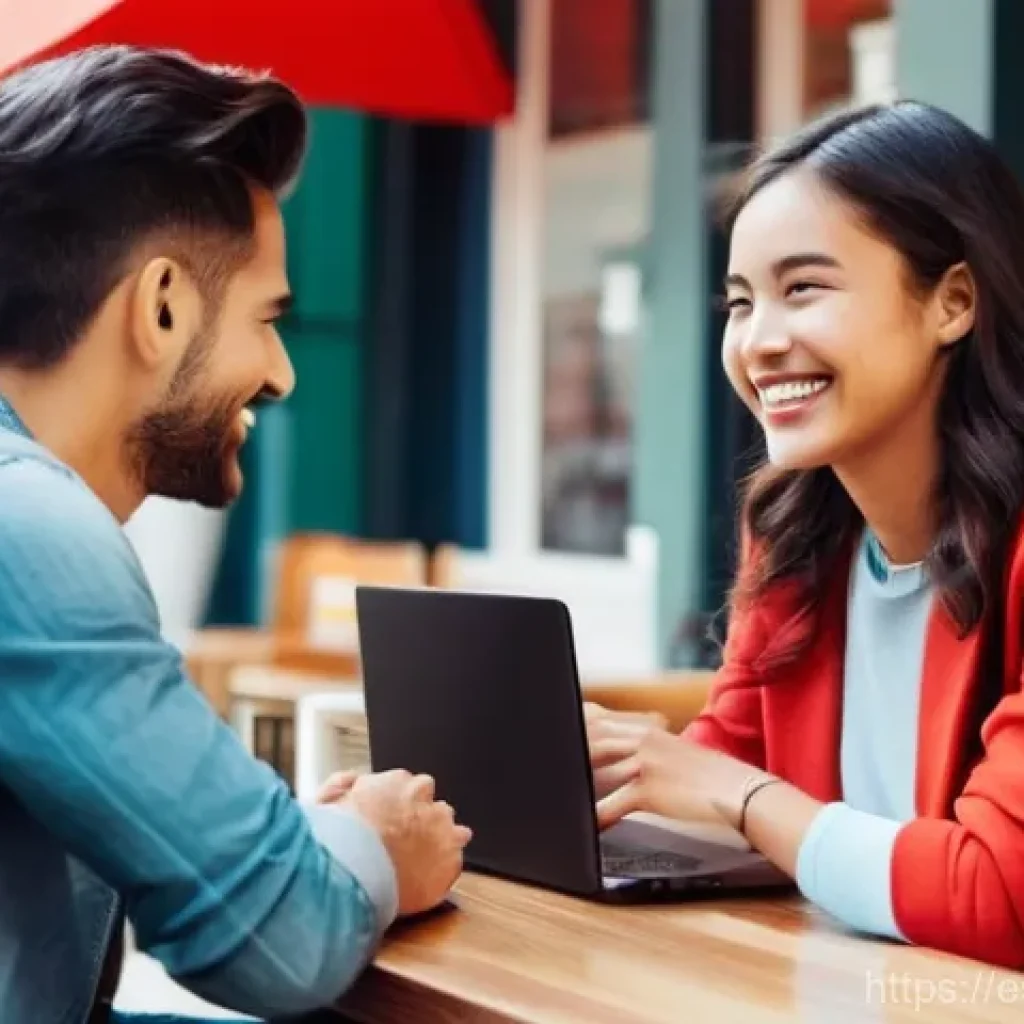 약한 연결을 통해 지역 사회와 연결되기 - **Prompt:** A vibrant, sunlit coffee shop bustling with diverse people. In the foreground, a young f...