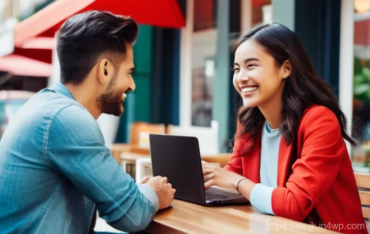 약한 연결을 통해 지역 사회와 연결되기 - **Prompt:** A vibrant, sunlit coffee shop bustling with diverse people. In the foreground, a young f...