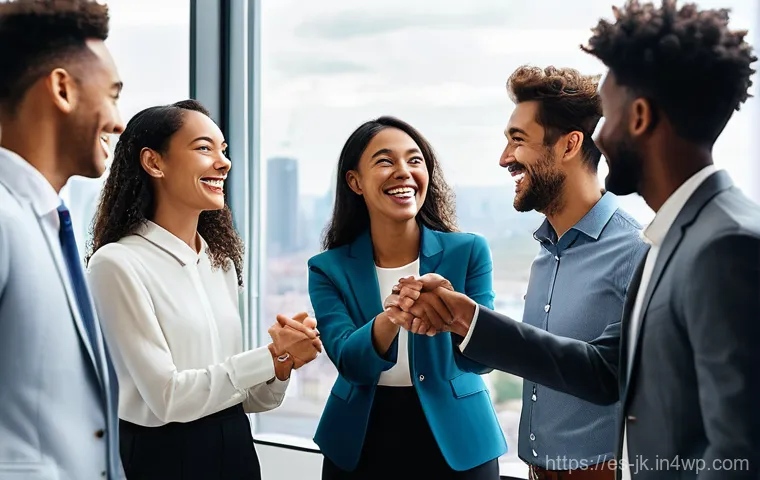 약한 연결을 통해 직장 내 다양성 증진하기 - **Prompt 2: Weaving Diverse Perspectives**
    "An dynamic, medium-wide shot of a bright, open-plan ...