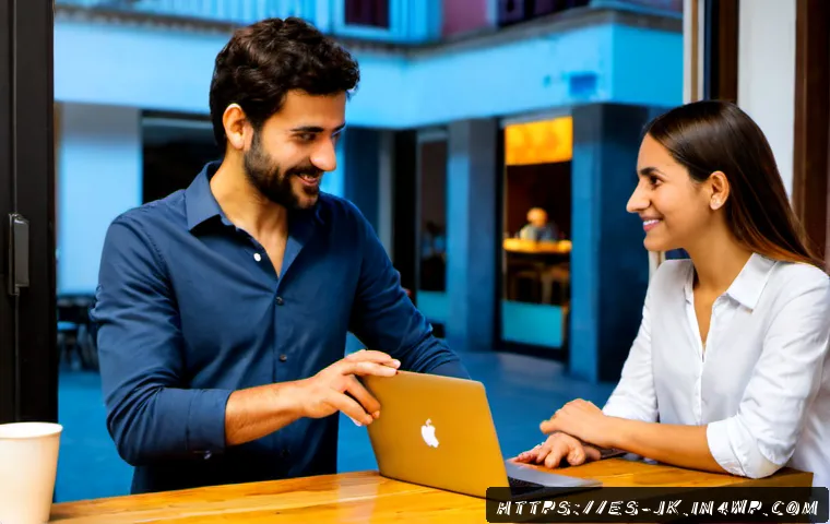 Home 17 약한 연결의 실제 사례 분석 - Photorealistic candid scene in a bright Madrid coworking café, a young Spanish freelance designer wa...