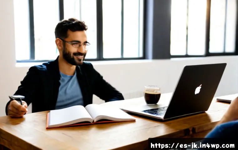 Home 17 약한 연결을 이용한 전문분야 확장하기 - Photorealistic Spanish-speaking freelance consultant in a bright Madrid coworking space, connecting ...